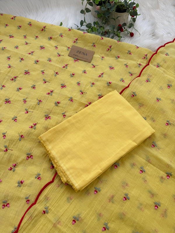 Premium Mul Chanderi Embroidered Unstitched Suit – Redefining Ethnic Elegance