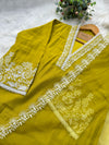 Mul Cotton Embroidered A-Line Kurti Set