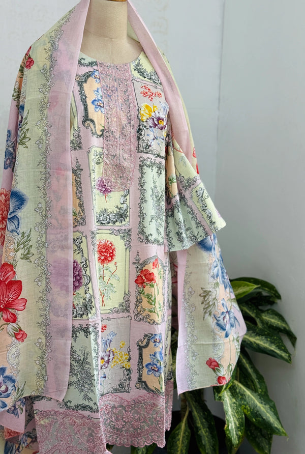 🌙 Pure Cotton Pakistani Kurti Set with Embroidery 🌙