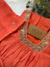 Premium Mul Chanderi Hand Detailed Anarkali Kurti Set – Festive Elegance