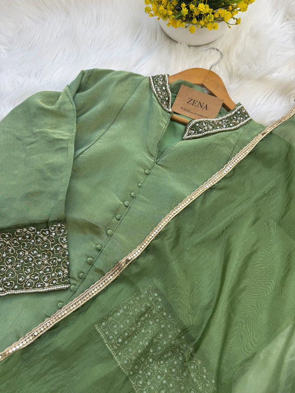 ✨ Tissue Silk Hand Work Kurti Set ✨