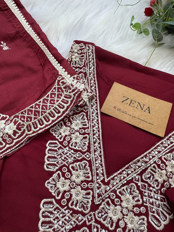 ✨ Glass Chanderi Pakistani Embroidered Kurti Set ✨