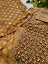 Georgette Unstitched Chikankari Party Wear Kurti Set with Original Mirror Work Dupatta & Lining