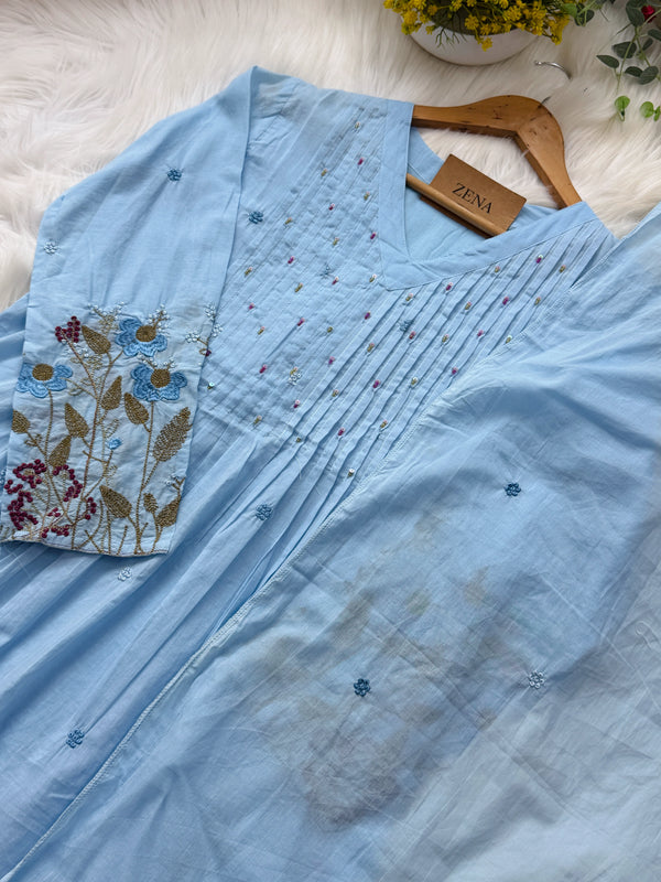 ✨ Mul Cotton Hand-Detailed Anarkali Set ✨