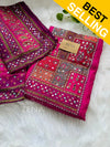 Unstitched Organza Digital Printed Suit with Mirror Work – Lightweight Festive