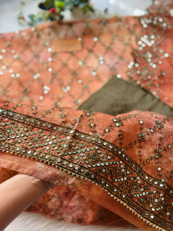 Pure Organza Handwork Unstitched Suit – Lightweight Partywear