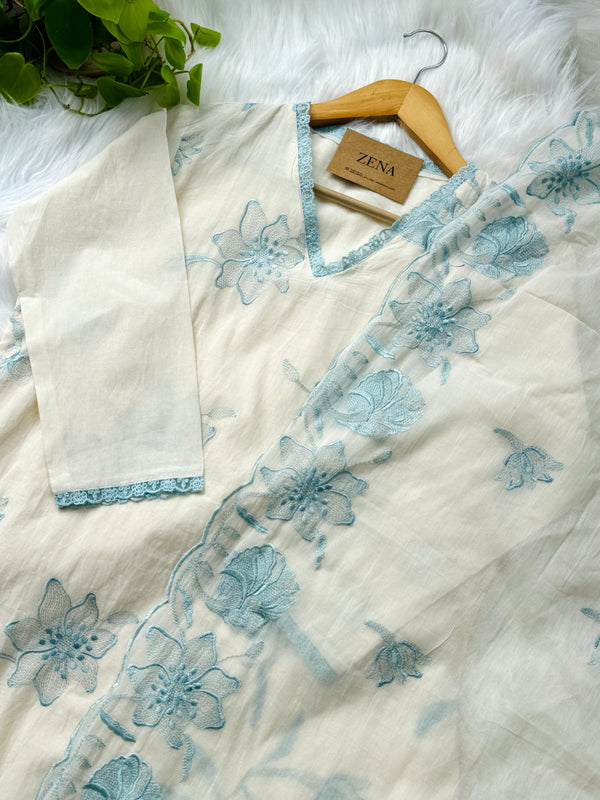 Mul Chanderi Embroidered Kurti Set – Elegant Ethnic Wear