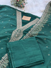 Semi-Silk Unstitched Jacquard Embroidered Partywear Suit – Festive Elegance