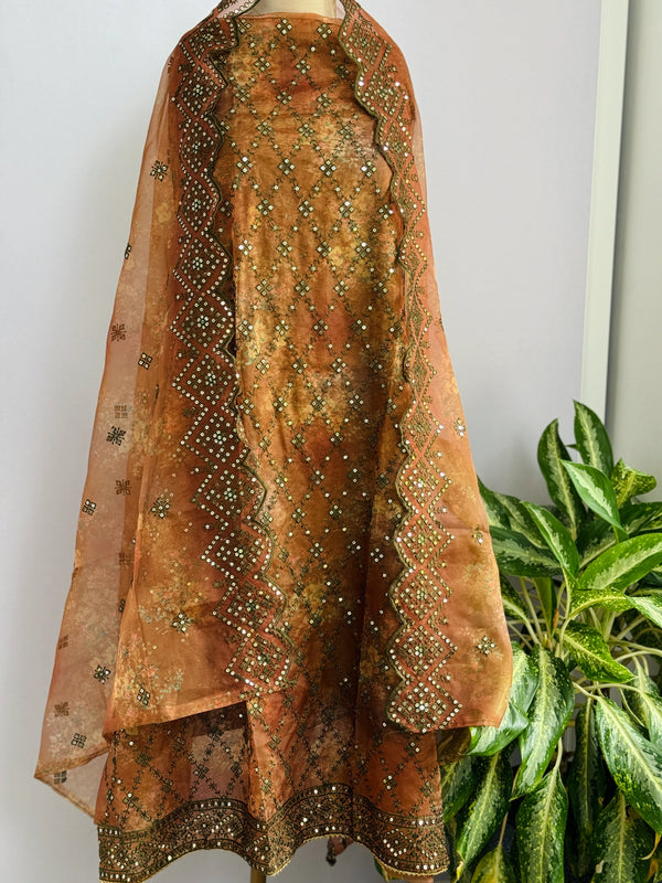 Pure Organza Handwork Unstitched Suit – Lightweight Partywear