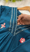 Premium Mul Chanderi Embroidered Anarkali Kurti Set – Effortless Festive Grace