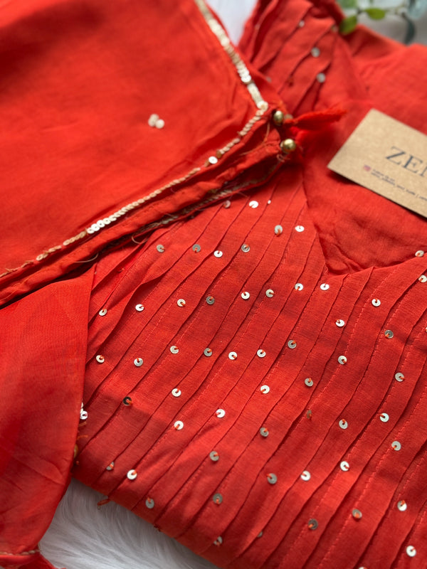 Premium Mul Chanderi Hand Detailed Anarkali Set