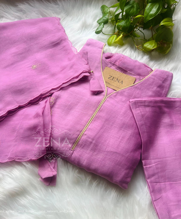 Pure Mul Chanderi Embroidered A-Line Kurti Set – Subtle Elegance, Everyday Comfort