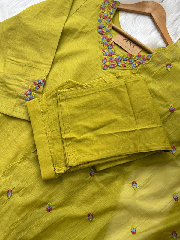 ✨ Premium Mul Chanderi Hand-Detailed Kurti Set ✨