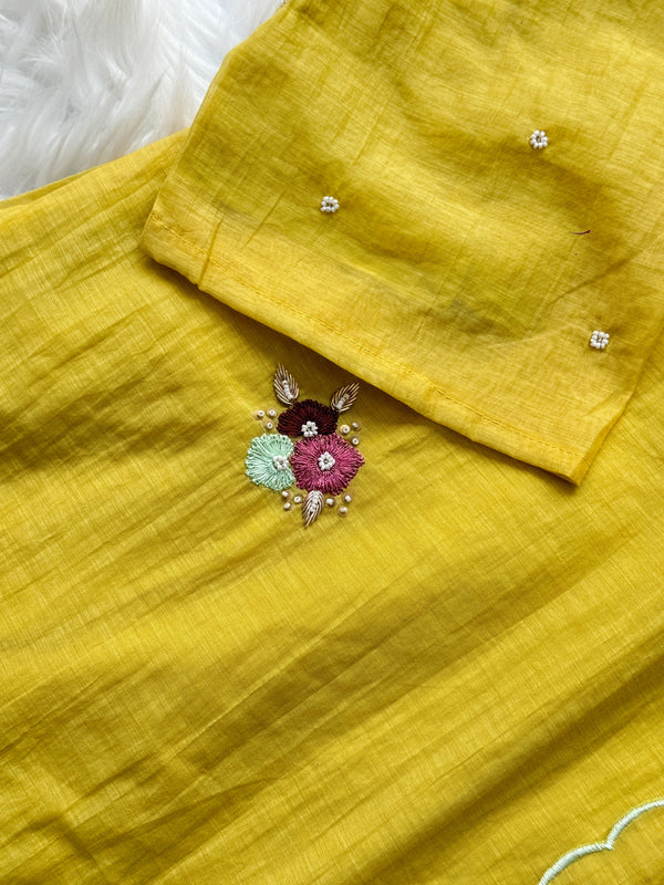 ✨ Premium Mul Chanderi Hand-Detailed Kurti Set ✨
