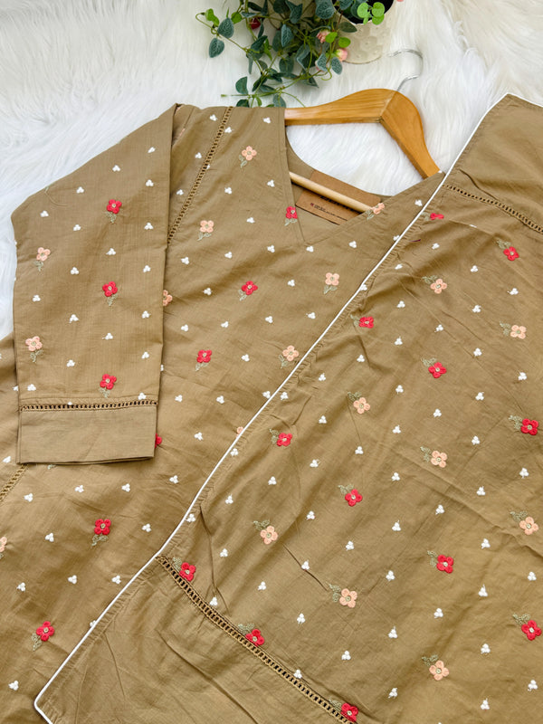 Pure Mul Cotton Embroidered Anarkali Set – Graceful Charm in Every Swirl