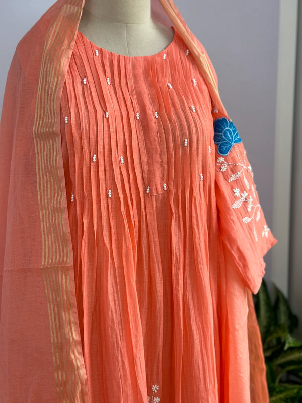 Premium Mul Chanderi Embroidered Anarkali Suit – Timeless Elegance for Your Festive Wardrobe