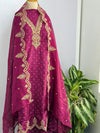 Russian Silk Unstitched Partywear Suit with Organza Dupatta – Elegant Ethnic Wear