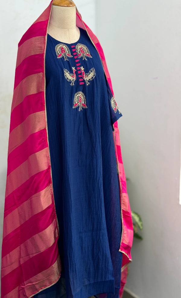 ✨ Premium Mul Chanderi Hand-Detailed Kurti Set ✨