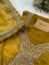 Semi-Silk Unstitched Jacquard Embroidered Partywear Suit – Festive Elegance