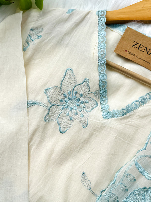 Mul Chanderi Embroidered Kurti Set – Elegant Ethnic Wear