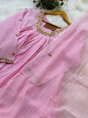 Premium Mul Chanderi Hand Detailed Anarkali Kurti Set – Festive Elegance
