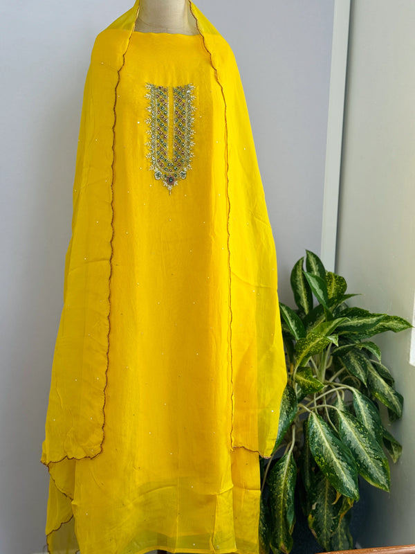 Pure Organza Handwork Unstitched Suit – Elegant Partywear