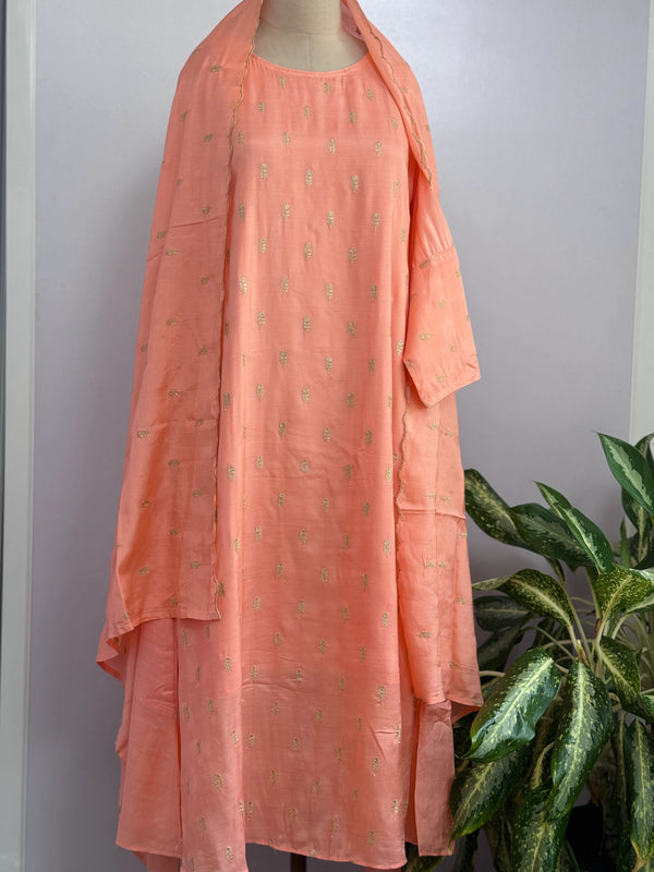 Muslin Hand Detailed A-Line Kurti Set – Elegant Festive Wear 🌿