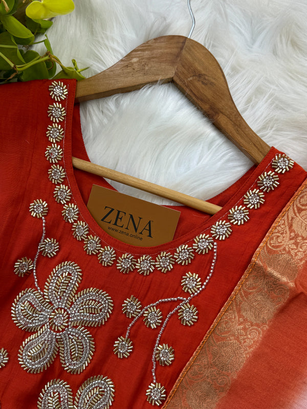 Russian Silk Handwork Suit – Elegant Festive & Party Wear