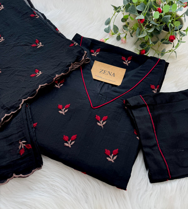 ✨ Pure Mul Chanderi Embroidered Anarkali Set ✨