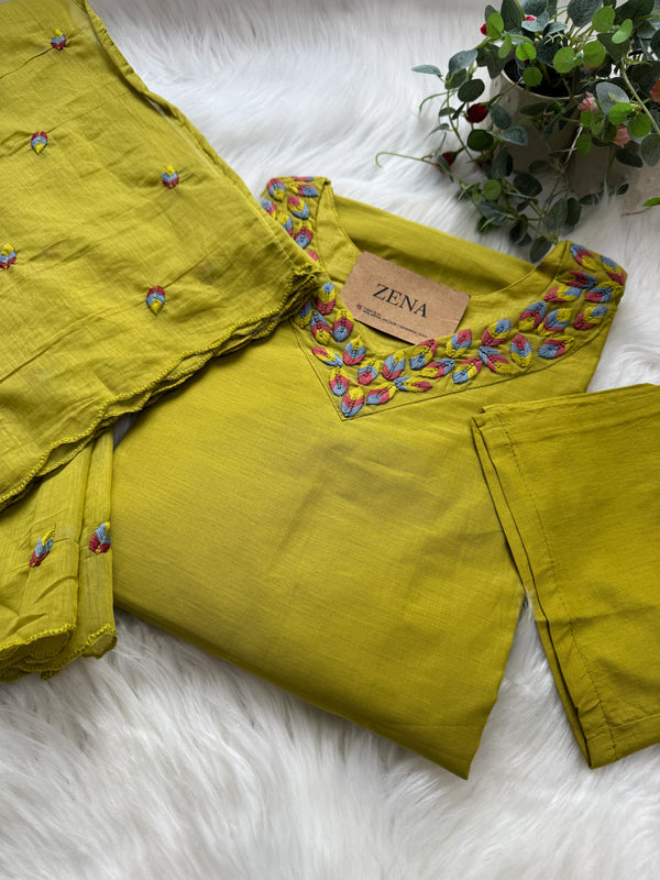 ✨ Premium Mul Chanderi Hand-Detailed Kurti Set ✨