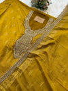 Semi-Silk Unstitched Jacquard Embroidered Partywear Suit – Festive Elegance