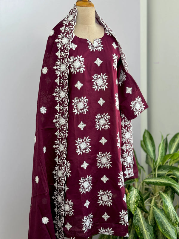 Pure Cotton Embroidered Kurti Set – Comfort Meets Classic Style