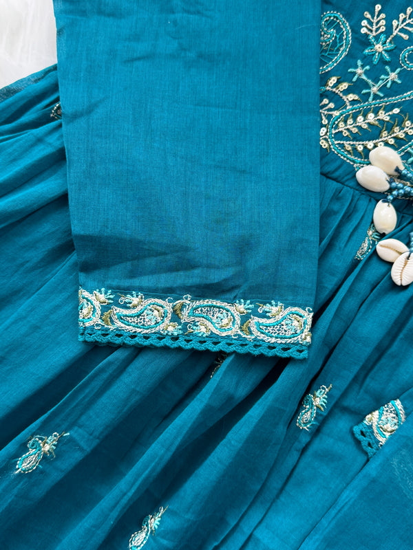 Pure Cotton Embroidered Anarkali Set – Elegant Ethnic Wear 🌸