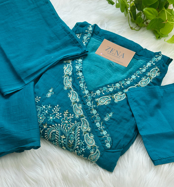 Pure Cotton Embroidered Anarkali Set – Elegant Ethnic Wear 🌸