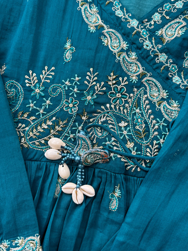 Pure Cotton Embroidered Anarkali Set – Elegant Ethnic Wear 🌸