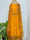 Unstitched Organza Digital Printed Suit with Original Mirror Work – Craft Your Style with Elegance