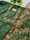 Unstitched Organza Digital Printed Suit with Original Mirror Work – Craft Your Style with Elegance