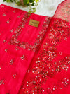 Unstitched Organza Digital Printed Suit with Original Mirror Work – Craft Your Style with Elegance
